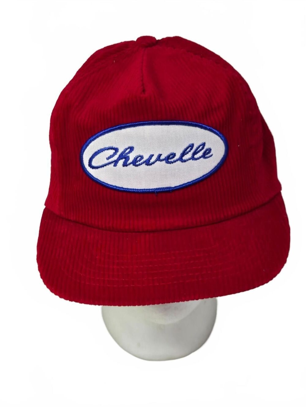 Vintage Chevrolet Chevelle Corduroy Trucker Hat Snapback Red 1970s Patch USA